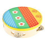 Maxbell NEW Wooden Tambourine Hand Bell Drum Musical Percusion Instrument-Flowers