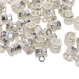 Maxbell Pack of 50 Silver Spacer Bail Beads Tube Charms Pendants Jewelry Making Findings