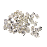 Maxbell Pack of 50 Silver Spacer Bail Beads Tube Charms Pendants Jewelry Making Findings