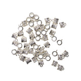 Maxbell Pack of 50 Silver Spacer Bail Beads Tube Charms Pendants Jewelry Making Findings