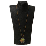 Maxbell Vintage Gold Coloured Marijuana Leaf Pendant Long Ball Beads Chain Necklace