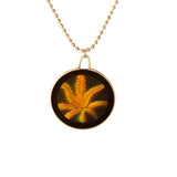 Maxbell Vintage Gold Coloured Marijuana Leaf Pendant Long Ball Beads Chain Necklace