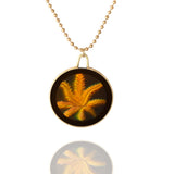 Maxbell Vintage Gold Coloured Marijuana Leaf Pendant Long Ball Beads Chain Necklace