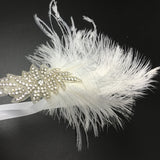 Maxbell Wedding Bridal Flapper Feather Diamante Rhinestone Headband Headpiece 1920s