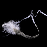 Maxbell Wedding Bridal Flapper Feather Diamante Rhinestone Headband Headpiece 1920s