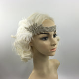 Maxbell Wedding Bridal Flapper Feather Diamante Rhinestone Headband Headpiece 1920s
