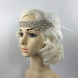 Maxbell Wedding Bridal Flapper Feather Diamante Rhinestone Headband Headpiece 1920s