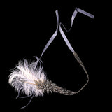 Maxbell Wedding Bridal Flapper Feather Diamante Rhinestone Headband Headpiece 1920s