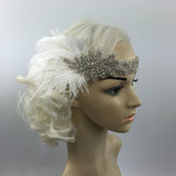 Maxbell Wedding Bridal Flapper Feather Diamante Rhinestone Headband Headpiece 1920s