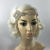 Maxbell Wedding Bridal Feather Diamante Headband Headpiece 1920s 1930s Hair Band