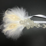 Maxbell Wedding Bridal Feather Diamante Headband Headpiece 1920s 1930s Hair Band