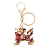 Maxbell Opal Crystal Kylin Keychain Keyring Purse Charm Key Chain Ring Keyfob Chain Pendant Red