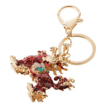 Maxbell Opal Crystal Kylin Keychain Keyring Purse Charm Key Chain Ring Keyfob Chain Pendant Red