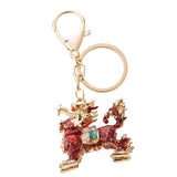 Maxbell Opal Crystal Kylin Keychain Keyring Purse Charm Key Chain Ring Keyfob Chain Pendant Red