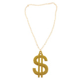 Maxbell Glitter Bling USD Dollar Pendant Hip Hop Fancy Dress Chain Necklace Gold