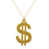 Maxbell Glitter Bling USD Dollar Pendant Hip Hop Fancy Dress Chain Necklace Gold