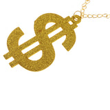 Maxbell Glitter Bling USD Dollar Pendant Hip Hop Fancy Dress Chain Necklace Gold