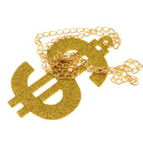 Maxbell Glitter Bling USD Dollar Pendant Hip Hop Fancy Dress Chain Necklace Gold