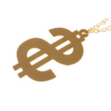 Maxbell Glitter Bling USD Dollar Pendant Hip Hop Fancy Dress Chain Necklace Gold