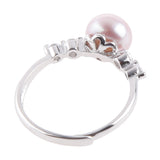 Maxbell Women Wedding Sterling Silver Natural Freshwater Pearl Ring Adjustable