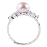 Maxbell Women Wedding Sterling Silver Natural Freshwater Pearl Ring Adjustable