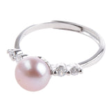 Maxbell Women Wedding Sterling Silver Natural Freshwater Pearl Ring Adjustable