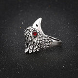 Maxbell Jewelry Vintage Ring Silver Crystal Animal Eagle Head Shaped Mens Ring 20mm