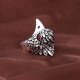 Maxbell Jewelry Vintage Ring Silver Crystal Animal Eagle Head Shaped Mens Ring 20mm