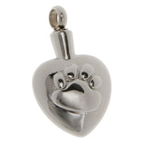 Maxbell Stainless Steel Dog Paw Heart Ash Keepsake Urn Pendant Memorial Jewelry