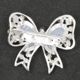 Maxbell White Pearls Brooch Bow Crystal Fashion Jewelry Pin for Women Dress Wedding