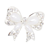 Maxbell White Pearls Brooch Bow Crystal Fashion Jewelry Pin for Women Dress Wedding