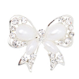 Maxbell White Pearls Brooch Bow Crystal Fashion Jewelry Pin for Women Dress Wedding