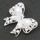 Maxbell White Pearls Brooch Bow Crystal Fashion Jewelry Pin for Women Dress Wedding