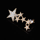 Maxbell 1pc Fashion Shiny Crystal Women Stars Right Ear Clip Clamp Earrings Ear Cuff for Women Gold