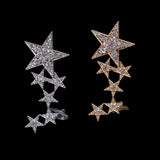Maxbell 1pc Fashion Shiny Crystal Women Stars Right Ear Clip Clamp Earrings Ear Cuff for Women Gold