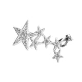Maxbell 1pc Fashion Shiny Crystal Women Stars Right Ear Clip Clamp Earrings Ear Cuff for Girls Silver