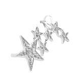 Maxbell 1pc Fashion Shiny Crystal Women Stars Right Ear Clip Clamp Earrings Ear Cuff for Girls Silver