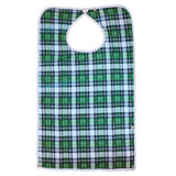 Maxbell Detachable Bib Adult Mealtime Cloth Protector Disability Aid Apron - Green Grid