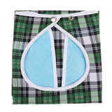 Maxbell Detachable Bib Adult Mealtime Cloth Protector Disability Aid Apron - Green Grid