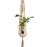 Maxbell 4 Legs Jute Rope Plant Holder Pot Hanger with Iron Ring Ceiling Hanging Basket 110cm