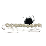 Maxbell Great Gatsby 1920 Flapper Headpiece Crystal Bridal Black Feather Headband