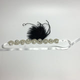 Maxbell Great Gatsby 1920 Flapper Headpiece Crystal Bridal Black Feather Headband