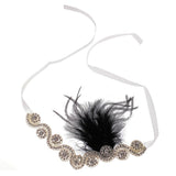 Maxbell Great Gatsby 1920 Flapper Headpiece Crystal Bridal Black Feather Headband
