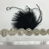 Maxbell Great Gatsby 1920 Flapper Headpiece Crystal Bridal Black Feather Headband