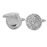 Maxbell Mens Fashion Jewelry Cuff Links Silver Round Hollow Pattern Button Cufflinks