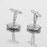 Maxbell Mens Fashion Jewelry Cuff Links Silver Round Hollow Pattern Button Cufflinks