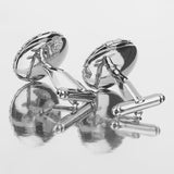 Maxbell Mens Fashion Jewelry Cuff Links Silver Round Hollow Pattern Button Cufflinks