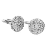 Maxbell Mens Fashion Jewelry Cuff Links Silver Round Hollow Pattern Button Cufflinks