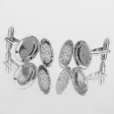 Maxbell Mens Fashion Jewelry Cuff Links Silver Round Hollow Pattern Button Cufflinks