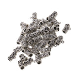 Maxbell Pack of 50 Antique Silver Spacer Bail Beads Tube Charms Pendants Jewelry Making